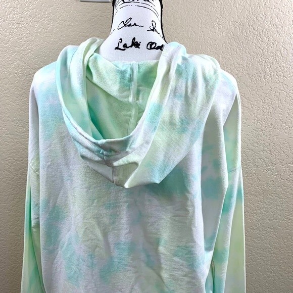 Danskin green hoodie women tie dye long sleeve hoodie sweater size L boho gym - Picture 6 of 12